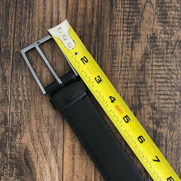 Hugo Boss Italian Leather Belt Printed Handmade in Italy Size 32 Black Gunmetal - Picture 13 of 16